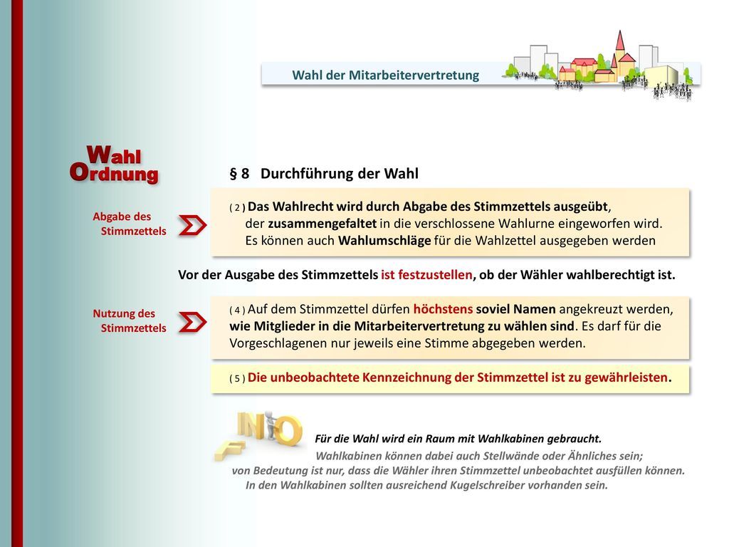 Wahl Ordnung § 8 Durchführung der Wahl Wahl der Mitarbeitervertretung