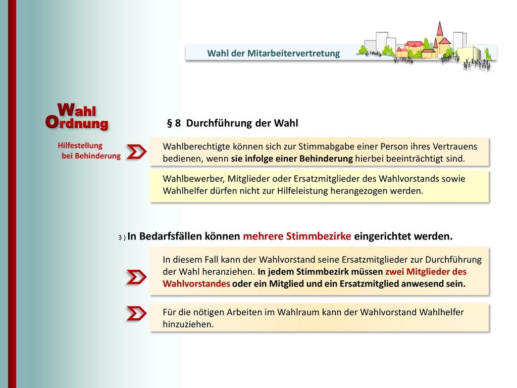 Wahl Ordnung § 8 Durchführung der Wahl Wahl der Mitarbeitervertretung