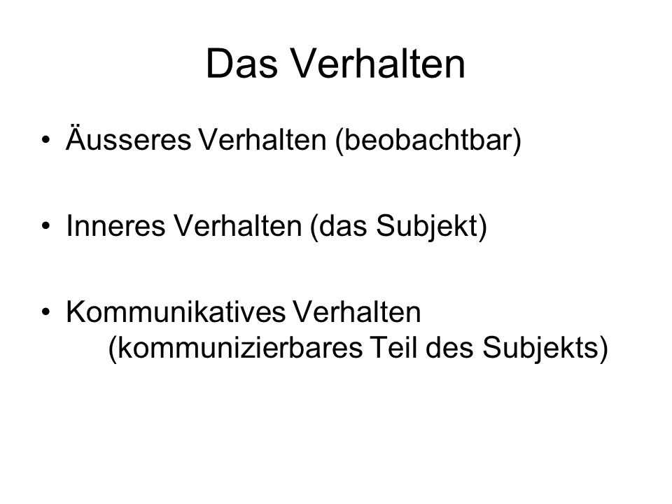 Das Verhalten Äusseres Verhalten (beobachtbar)