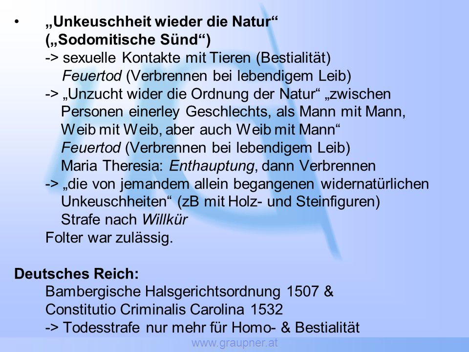 „Unkeuschheit wieder die Natur („Sodomitische Sünd )