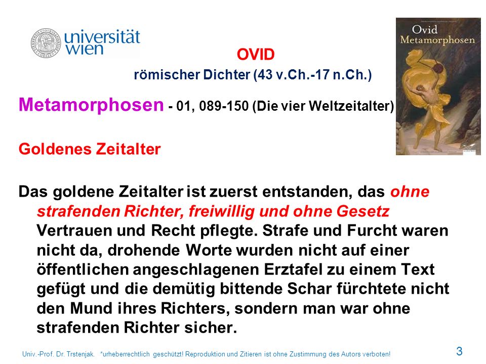 OVID römischer Dichter (43 v.Ch.-17 n.Ch.)