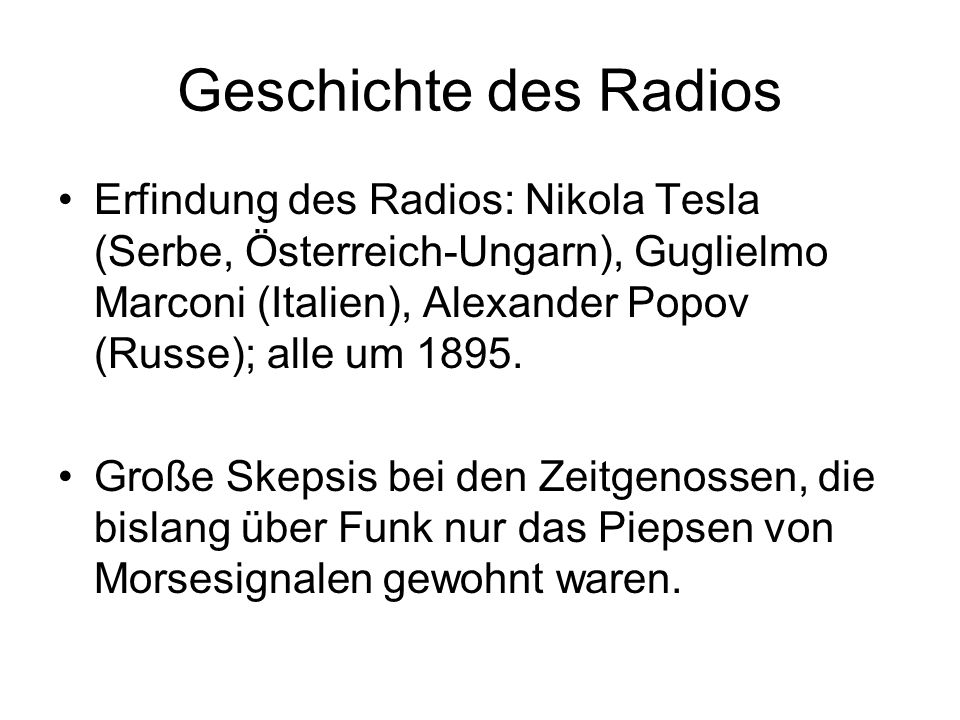 Geschichte des Radios. - ppt video online herunterladen