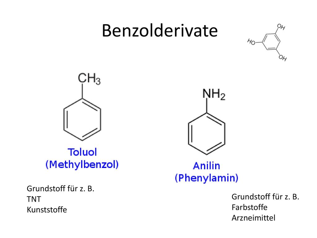 Benzolderivate Grundstoff für z. B. TNT Grundstoff für z. B.