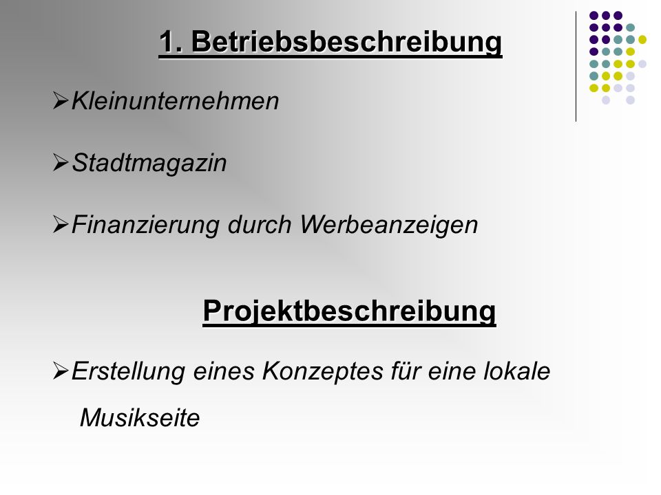 1. Betriebsbeschreibung