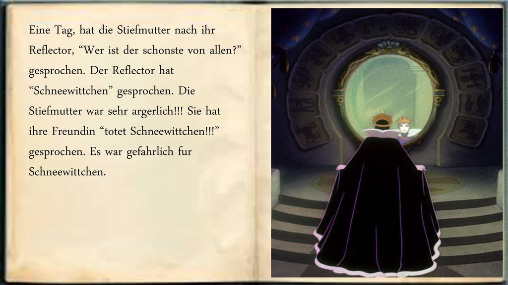 Eine Tag, hat die Stiefmutter nach ihr Reflector, Wer ist der schonste von allen gesprochen.