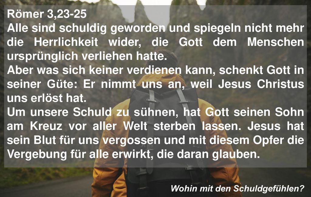 Römer 3,23-25 Alle sind schuldig geworden und spiegeln nicht mehr die Herrlichkeit wider, die Gott dem Menschen ursprünglich verliehen hatte.