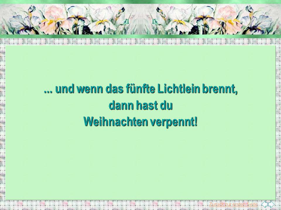 ... und wenn das fünfte Lichtlein brennt, dann hast du Weihnachten verpennt!