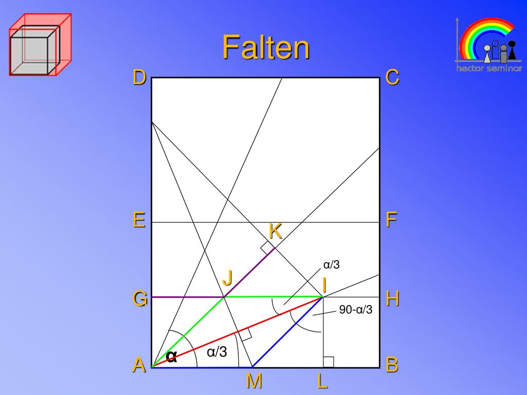 Falten D C E F K α/3 J I G H 90-α/3 α α α/3 A B M L