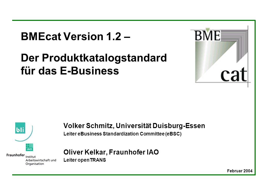BMEcat Version 1.2 – Der Produktkatalogstandard für das E-Business