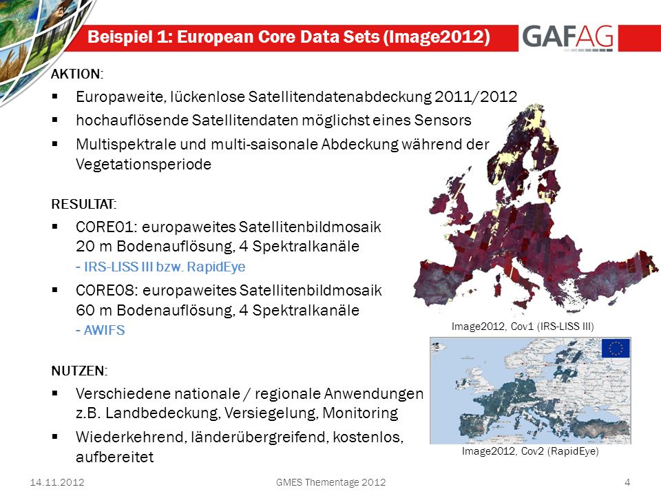 Beispiel 1: European Core Data Sets (Image2012)