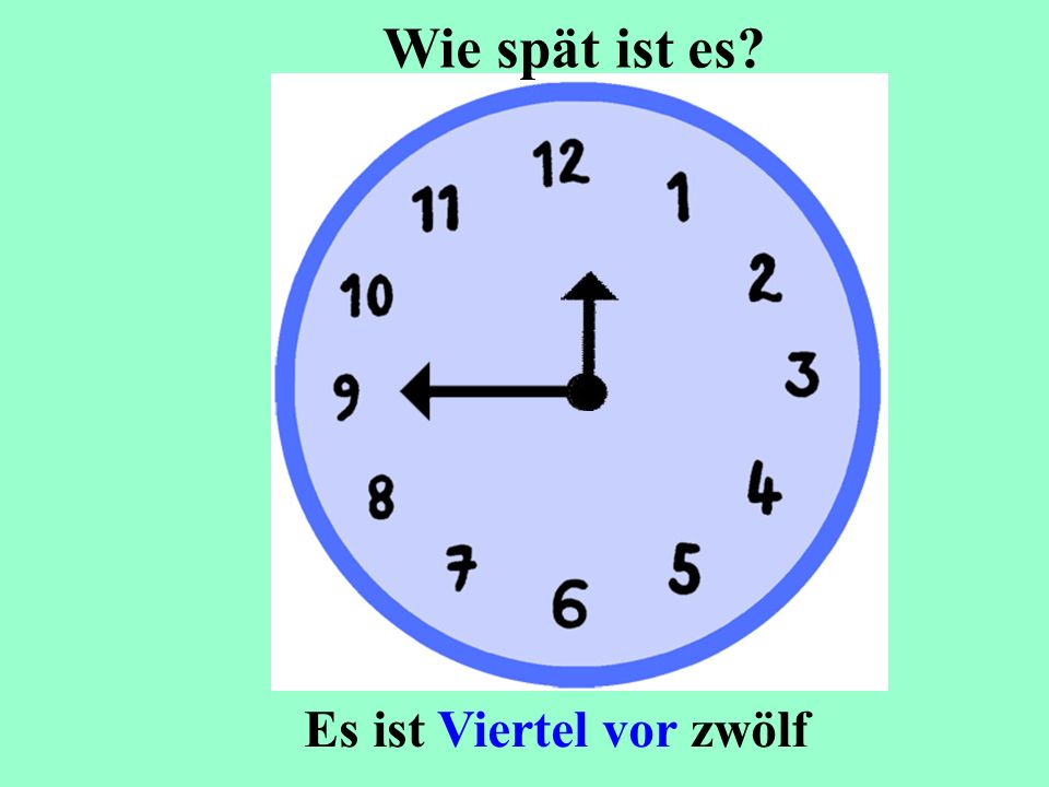 Wie spät ist es Es ist Viertel vor zwölf