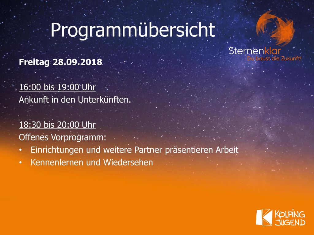 Programmübersicht Freitag :00 bis 19:00 Uhr