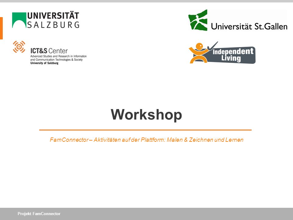 Workshop FamConnector – Aktivitäten auf der Plattform: Malen & Zeichnen und Lernen