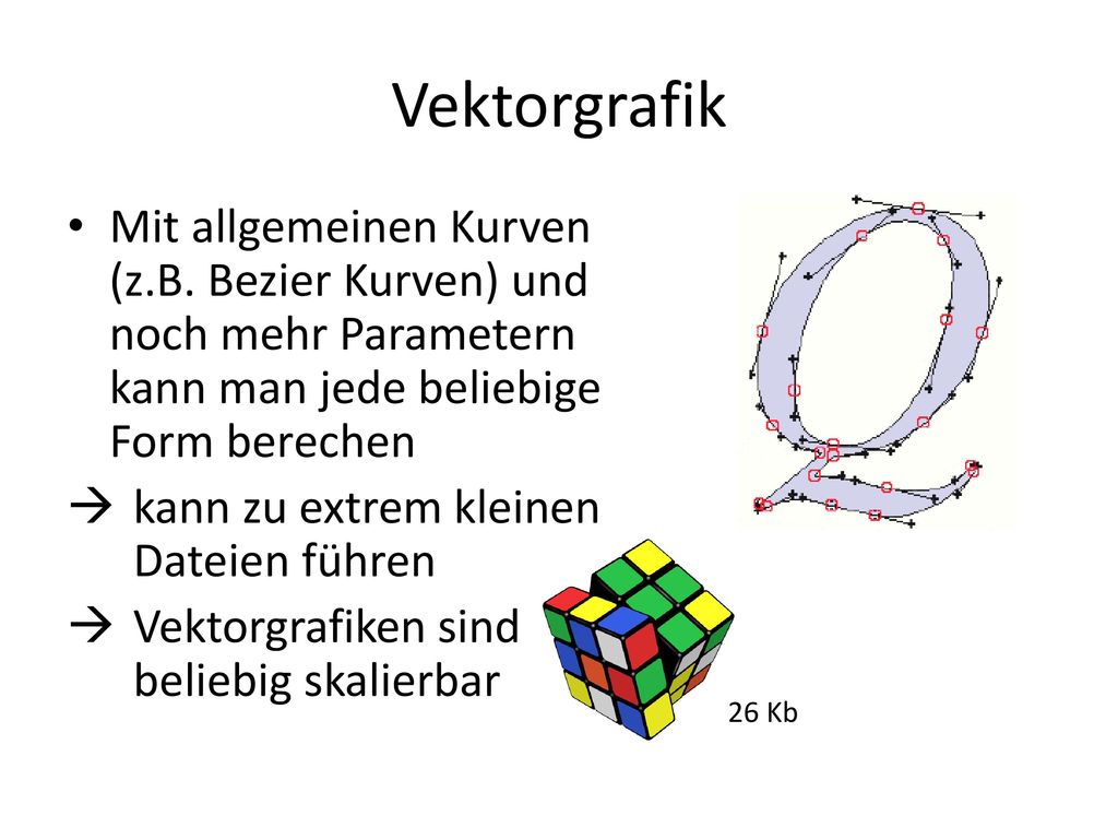 Vektorgrafik Mit allgemeinen Kurven (z.B. Bezier Kurven) und noch mehr Parametern kann man jede beliebige Form berechen.