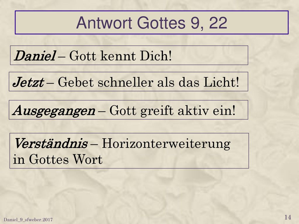 Antwort Gottes 9, 22 Daniel – Gott kennt Dich!