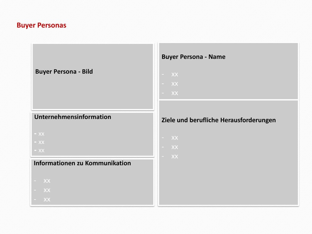 Buyer Personas xx xx xx Buyer Persona - Name Buyer Persona - Bild