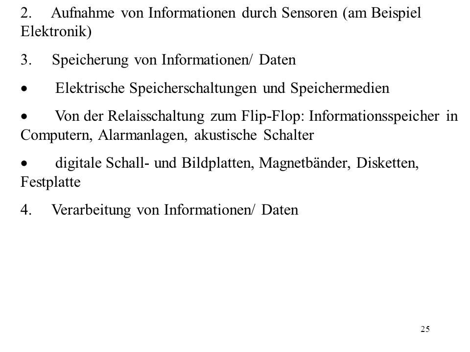 2. Aufnahme von Informationen durch Sensoren (am Beispiel Elektronik)