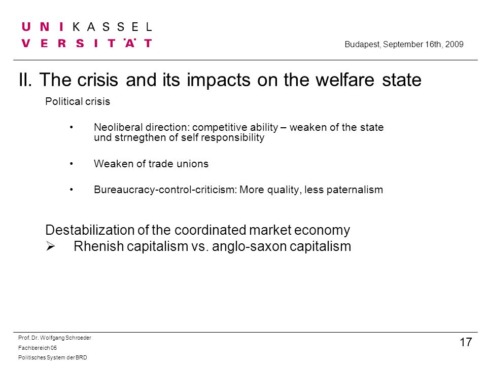 II. The crisis and its impacts on the welfare state
