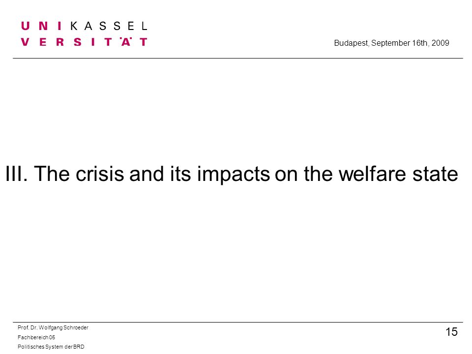 III. The crisis and its impacts on the welfare state