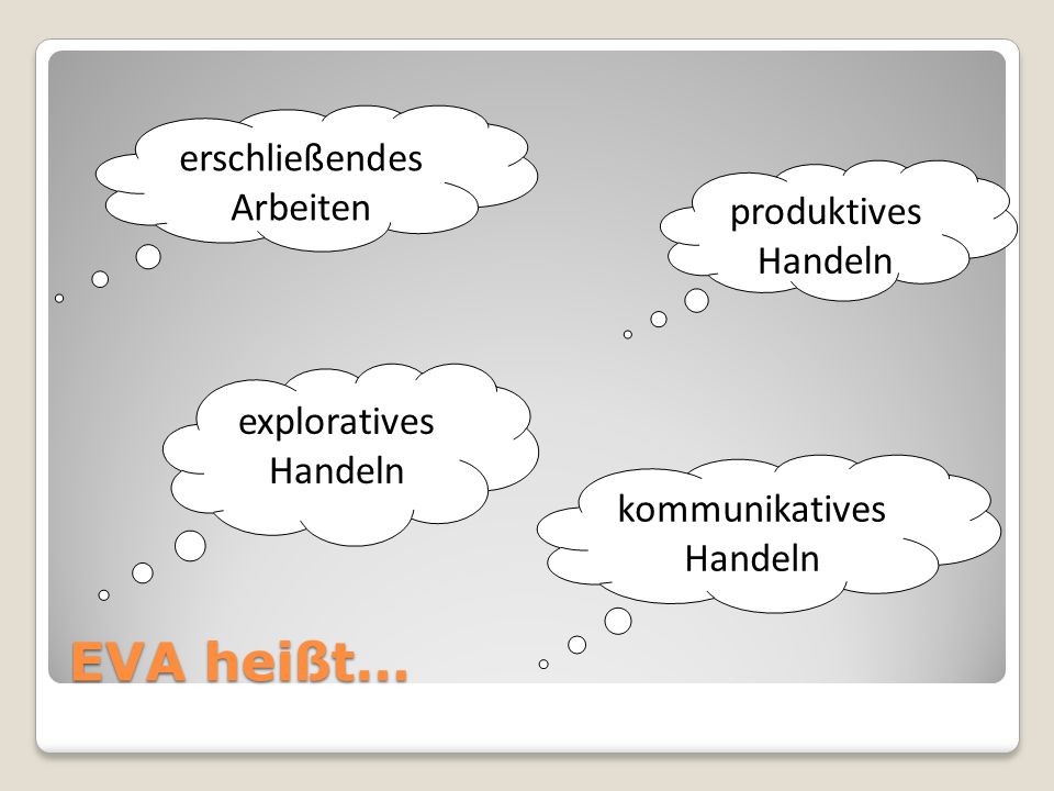 EVA heißt… erschließendes Arbeiten produktives Handeln
