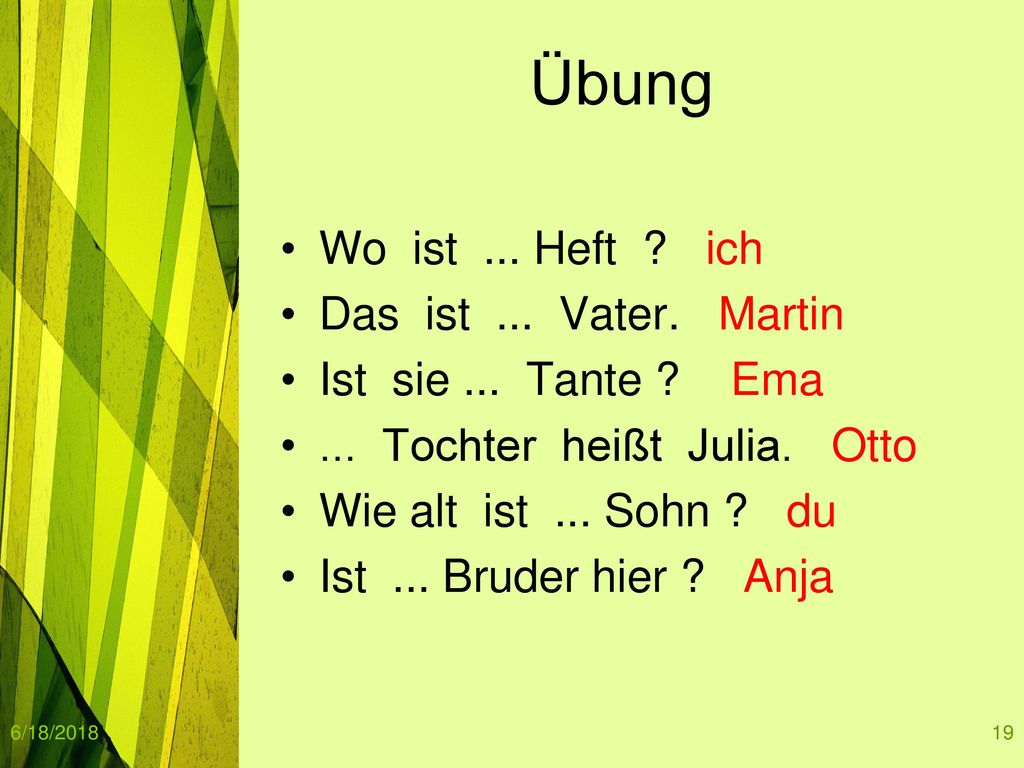 Übung Wo ist ... Heft ich Das ist ... Vater. Martin