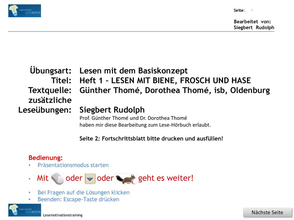 Lesen mit dem Basiskonzept Heft 1 – LESEN MIT BIENE, FROSCH UND HASE
