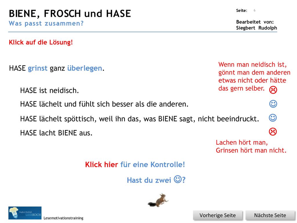 BIENE, FROSCH und HASE     HASE grinst ganz überlegen.