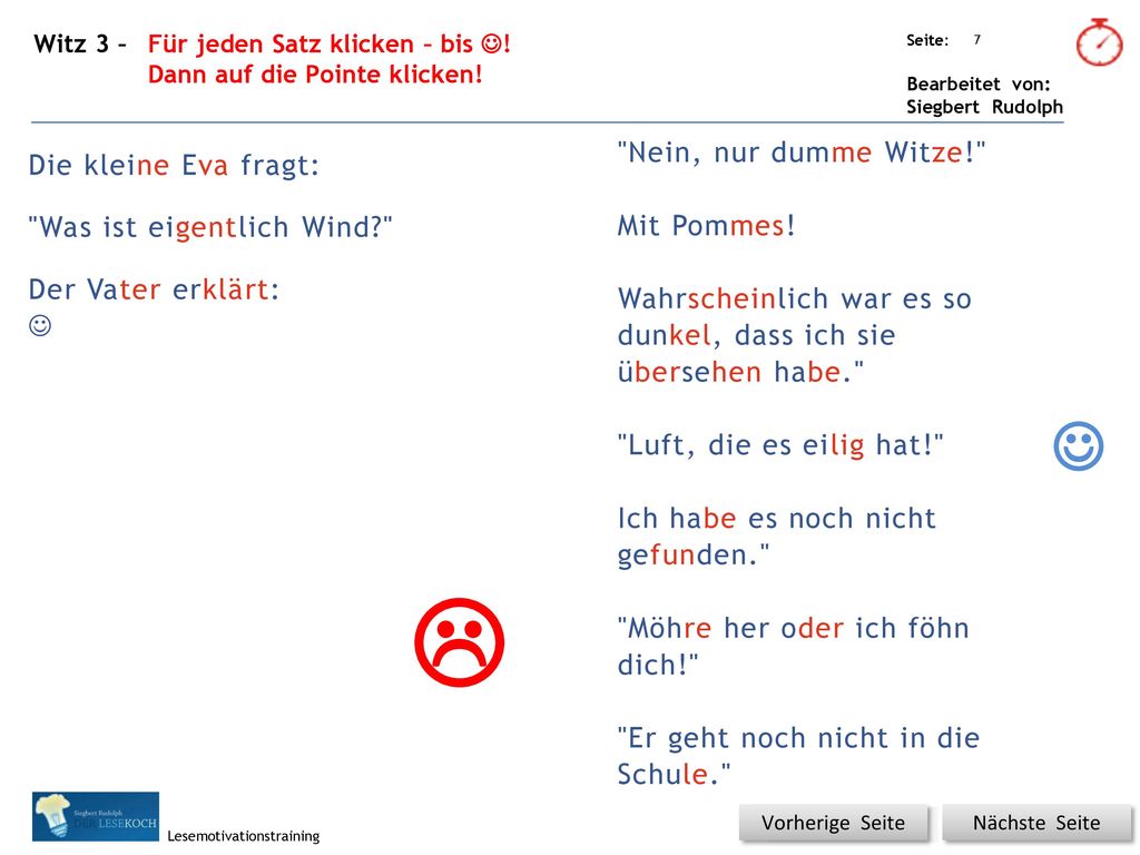   Nein, nur dumme Witze! Die kleine Eva fragt: Mit Pommes!