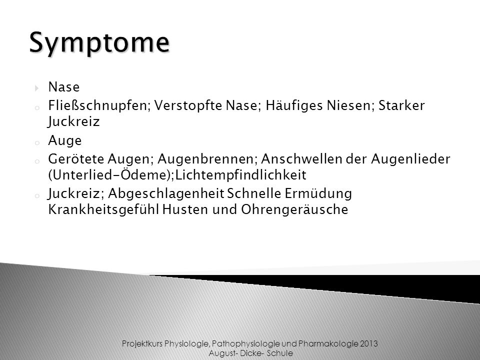 Projektkurs Physiologie, Pathophysiologie und Pharmakologie 2013