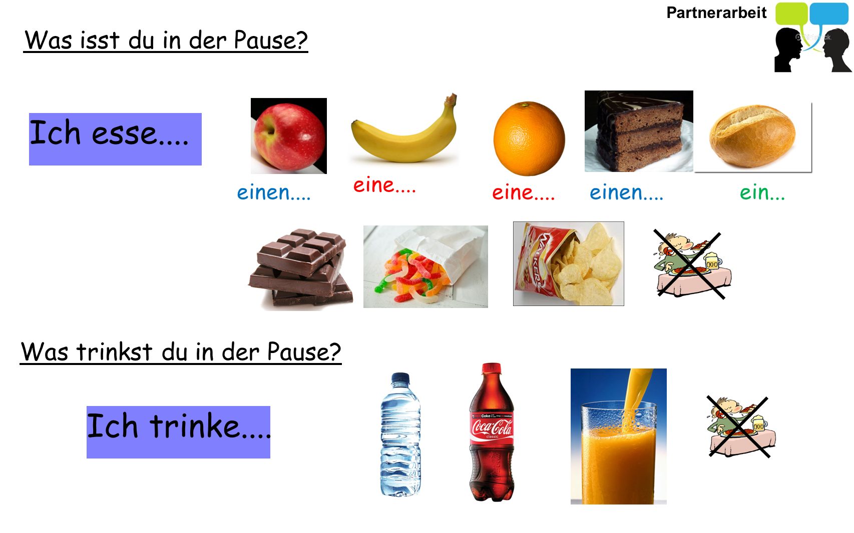 Ich esse.... Ich trinke.... Was isst du in der Pause