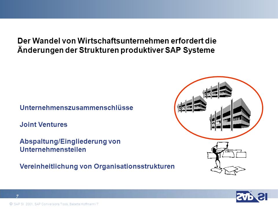 Der Wandel von Wirtschaftsunternehmen erfordert die Änderungen der Strukturen produktiver SAP Systeme