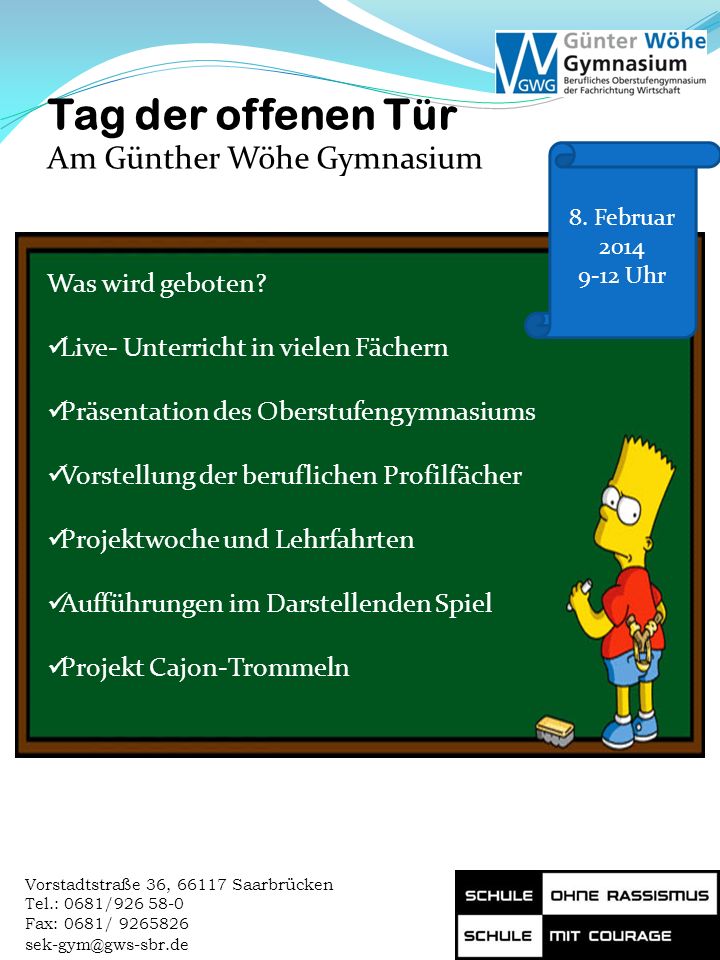 Tag der offenen Tür Am Günther Wöhe Gymnasium Was wird geboten