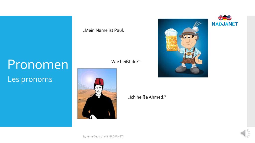 Pronomen Les pronoms „Mein Name ist Paul. Wie heißt du