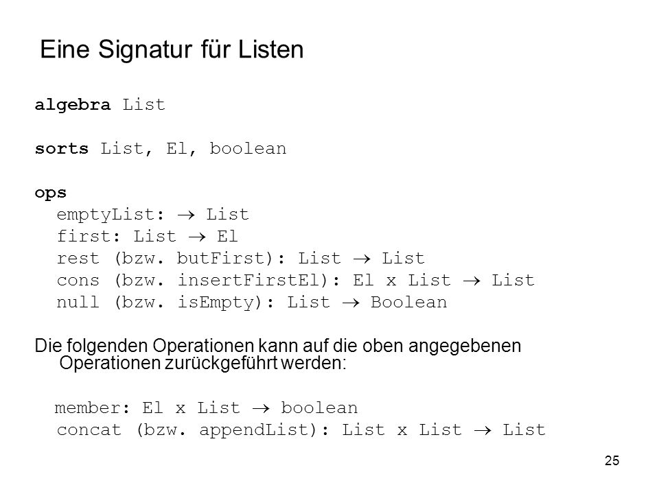 Eine Signatur für Listen