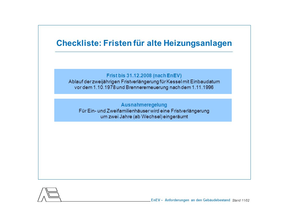 Checkliste: Fristen für alte Heizungsanlagen