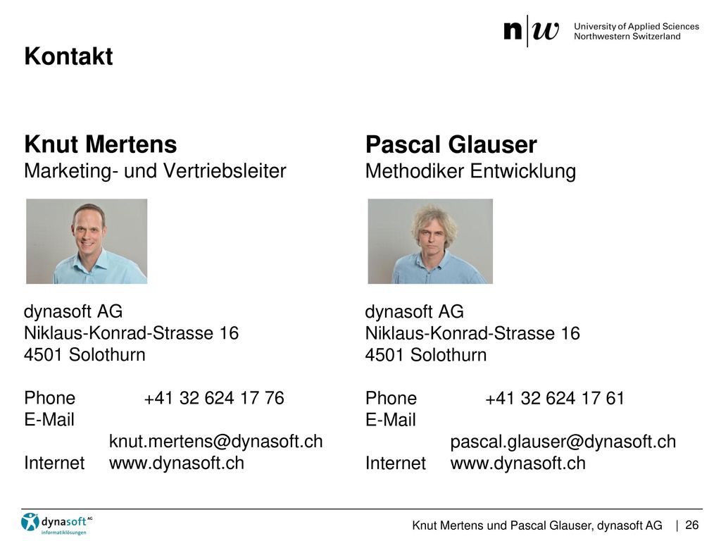 Kontakt Knut Mertens Pascal Glauser Marketing- und Vertriebsleiter