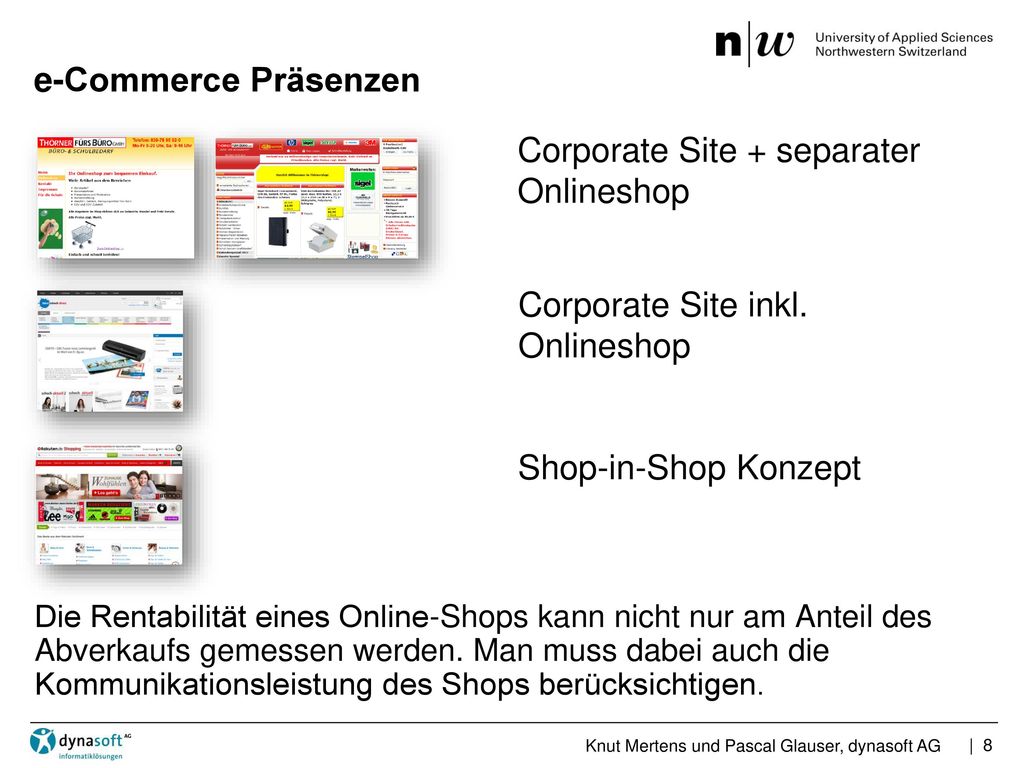 Corporate Site + separater Onlineshop