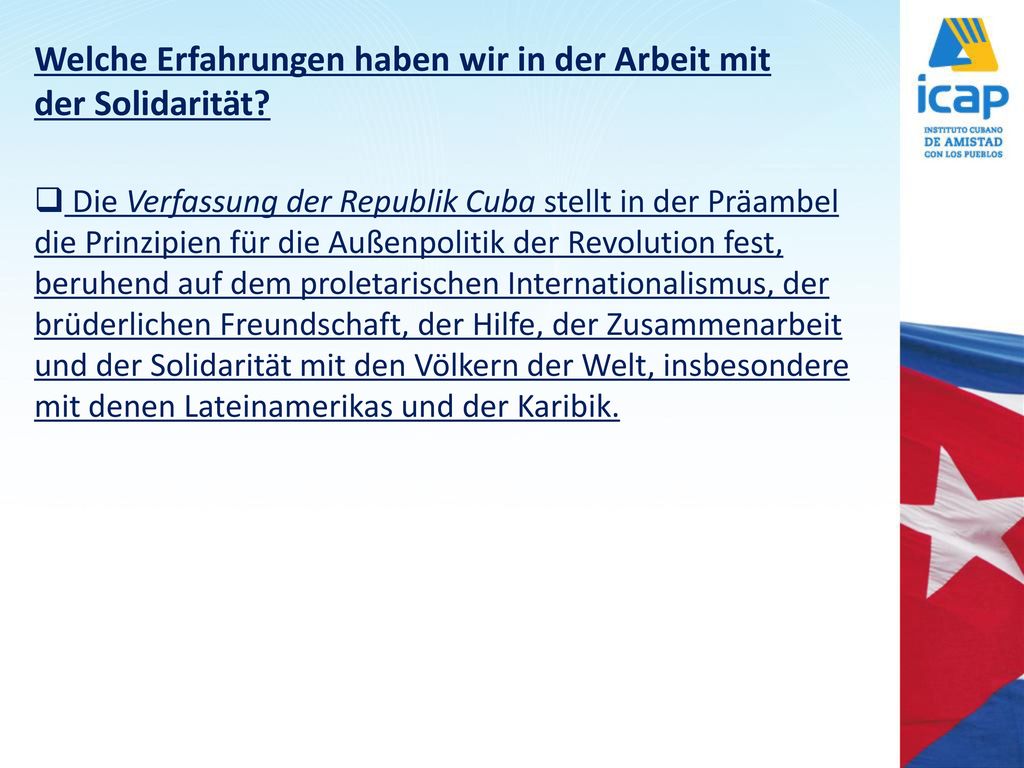 Welche Erfahrungen haben wir in der Arbeit mit der Solidarität