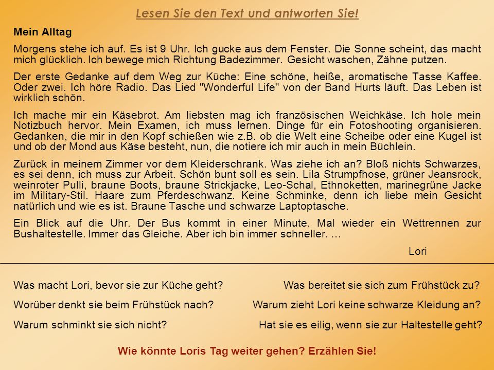 Lesen Sie den Text und antworten Sie!