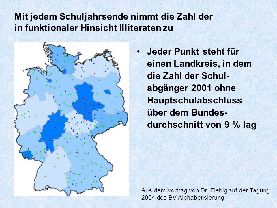Mit jedem Schuljahrsende nimmt die Zahl der in funktionaler Hinsicht Illiteraten zu