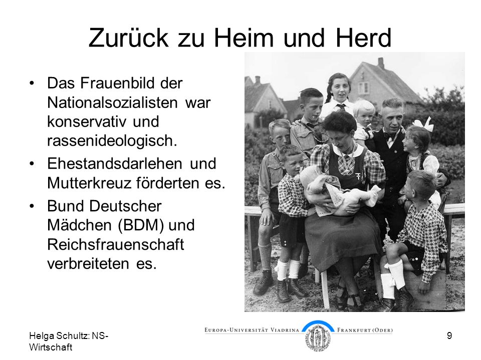 Zurück zu Heim und Herd Das Frauenbild der Nationalsozialisten war konservativ und rassenideologisch.