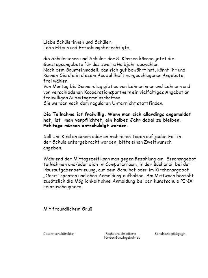 Liebe Schülerinnen und Schüler,