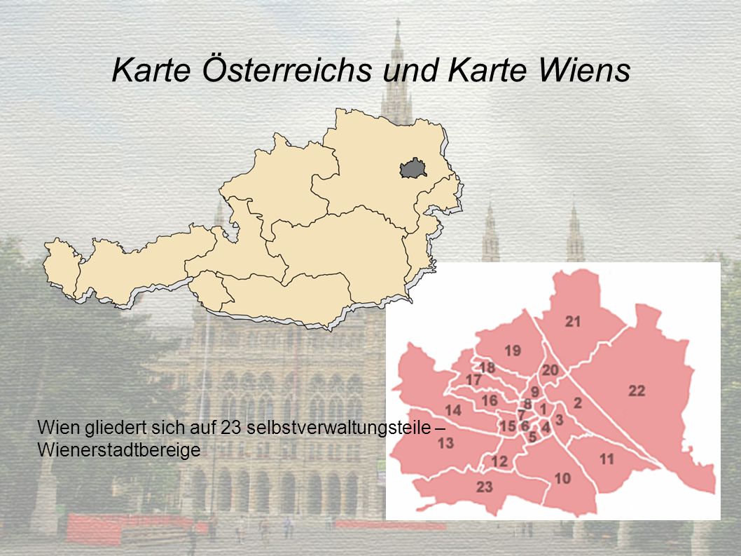 Karte Österreichs und Karte Wiens