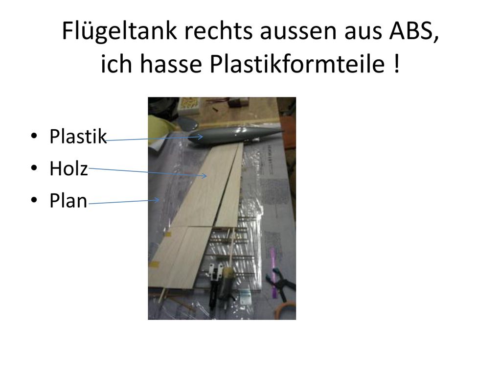 Flügeltank rechts aussen aus ABS, ich hasse Plastikformteile !