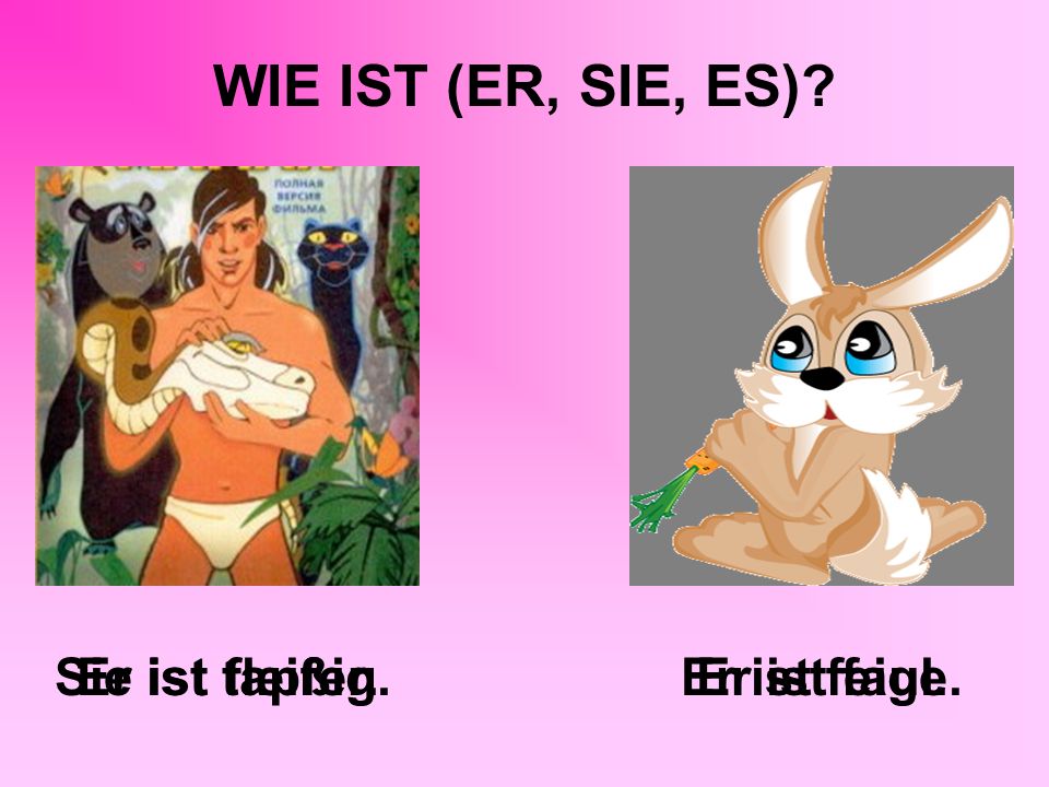WIE IST (ER, SIE, ES) Sie ist fleißig. Er ist tapfer. Er ist feige.