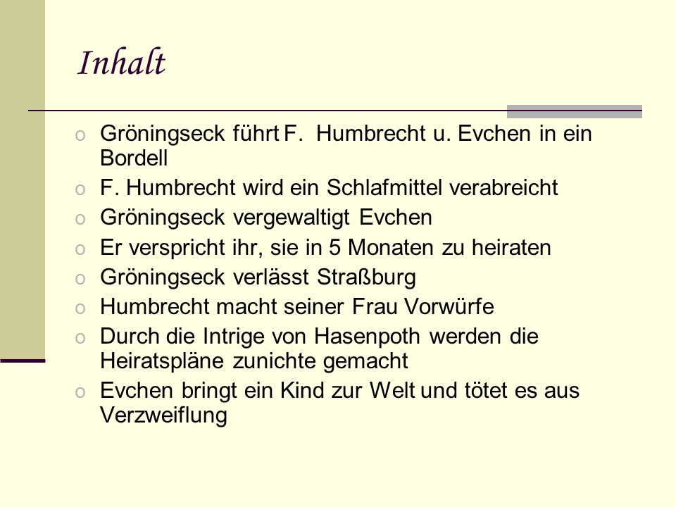 Inhalt Gröningseck führt F. Humbrecht u. Evchen in ein Bordell