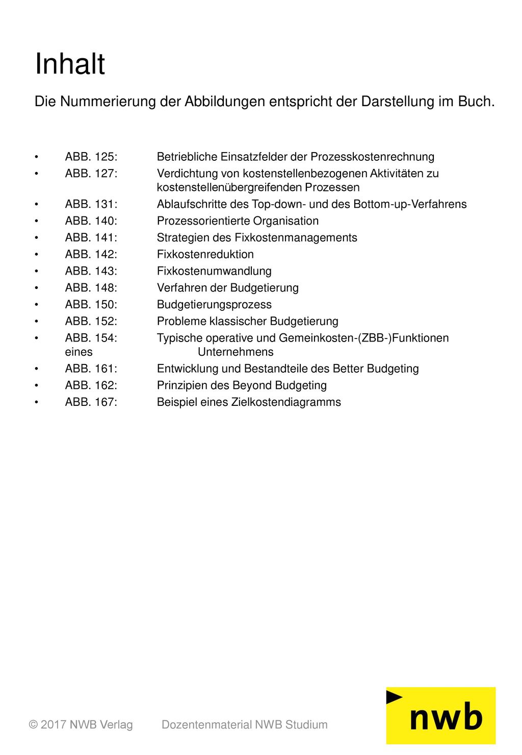 Inhalt Die Nummerierung der Abbildungen entspricht der Darstellung im Buch.