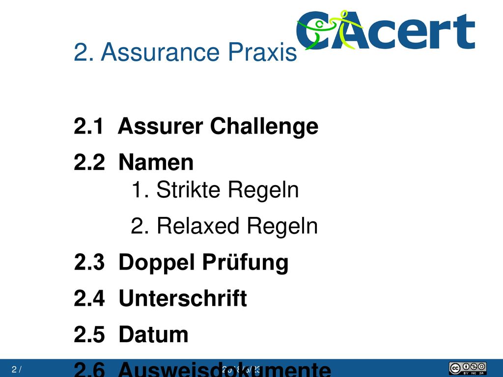 2. Assurance Praxis 2.1 Assurer Challenge 2.2 Namen 1. Strikte Regeln