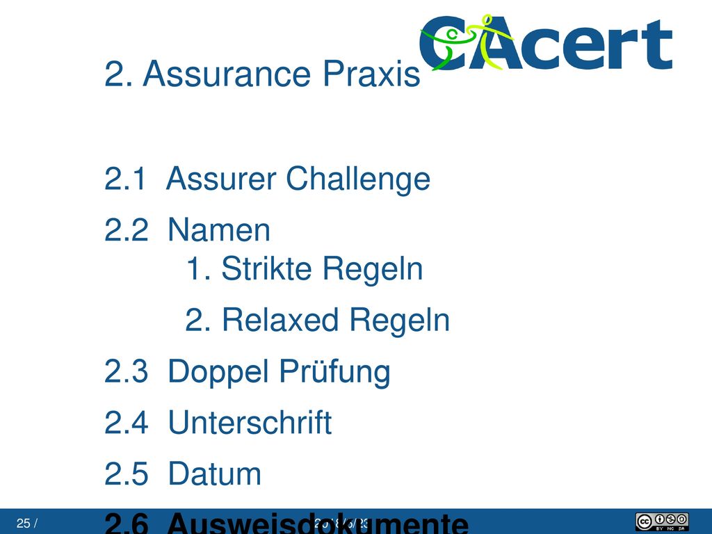 2. Assurance Praxis 2.1 Assurer Challenge 2.2 Namen 1. Strikte Regeln