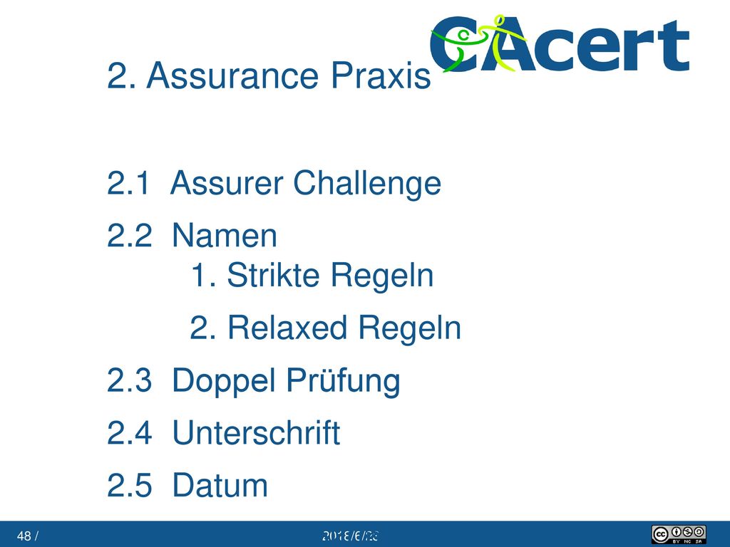 2. Assurance Praxis 2.1 Assurer Challenge 2.2 Namen 1. Strikte Regeln